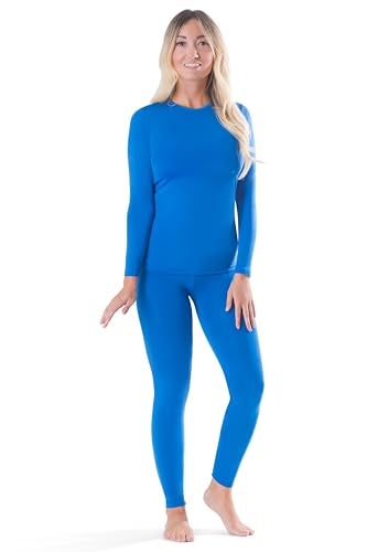 Rocky thermal underwear women long johns womens thermals top bottom set fleece lined under wear clothes base layer thermals (Small, Blue, Standard Weight (185 GSM) - Image 1