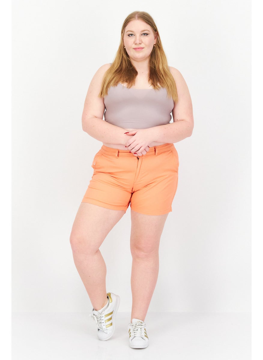Eddie Bauer - Women Pull On Plain Basic Shorts, Orange - Image 1