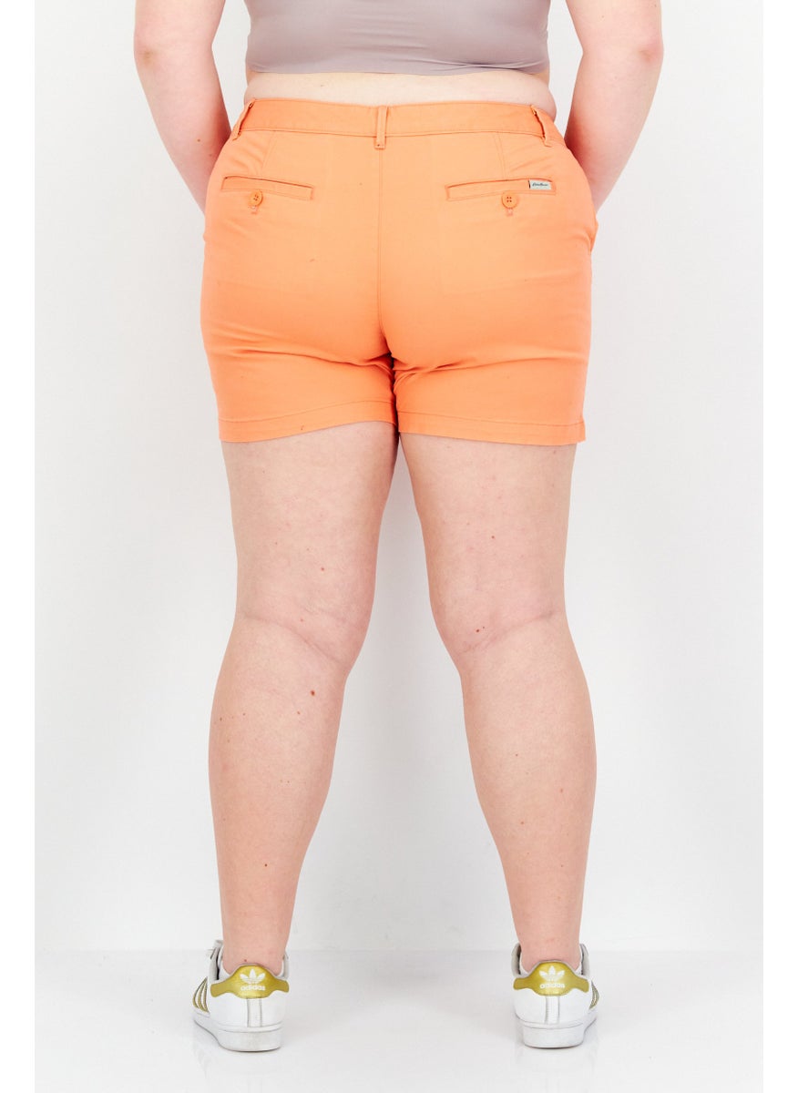 Eddie Bauer - Women Pull On Plain Basic Shorts, Orange - Image 1