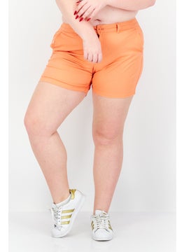 Women Pull On Plain Basic Shorts, Orange