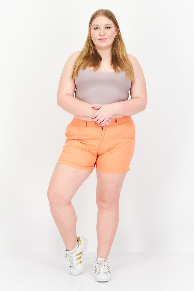 Eddie Bauer Women Pull On Plain Basic Shorts, Orange - Image 4