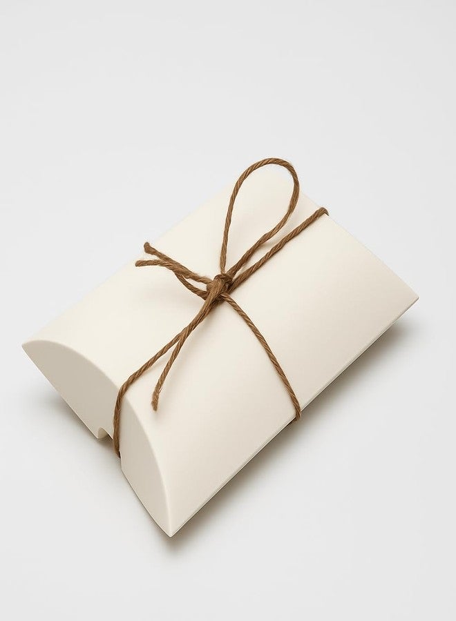 mudrit Pillow Paper Boxes - Set of 50 with Jute Twine | Decorative Folding Paper Gift Boxes for Gifting Chocolates, Dryfruits, and Candies | Size 5.5" x 3.5" (White) - Image 4