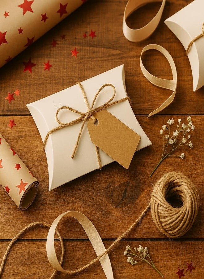 mudrit Pillow Paper Boxes - Set of 50 with Jute Twine | Decorative Folding Paper Gift Boxes for Gifting Chocolates, Dryfruits, and Candies | Size 5.5" x 3.5" (White) - Image 5