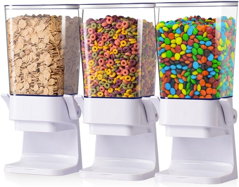 Zeadesign Cereal Dispenser Countertop, Cereal Containers Storage, 5L Organization and Storage Containers for Kitchen, Snack Dispenser for Rice, Grains, Nuts, Dry Food, Oatmeal, Pet food, White, 3Pc - Image 1