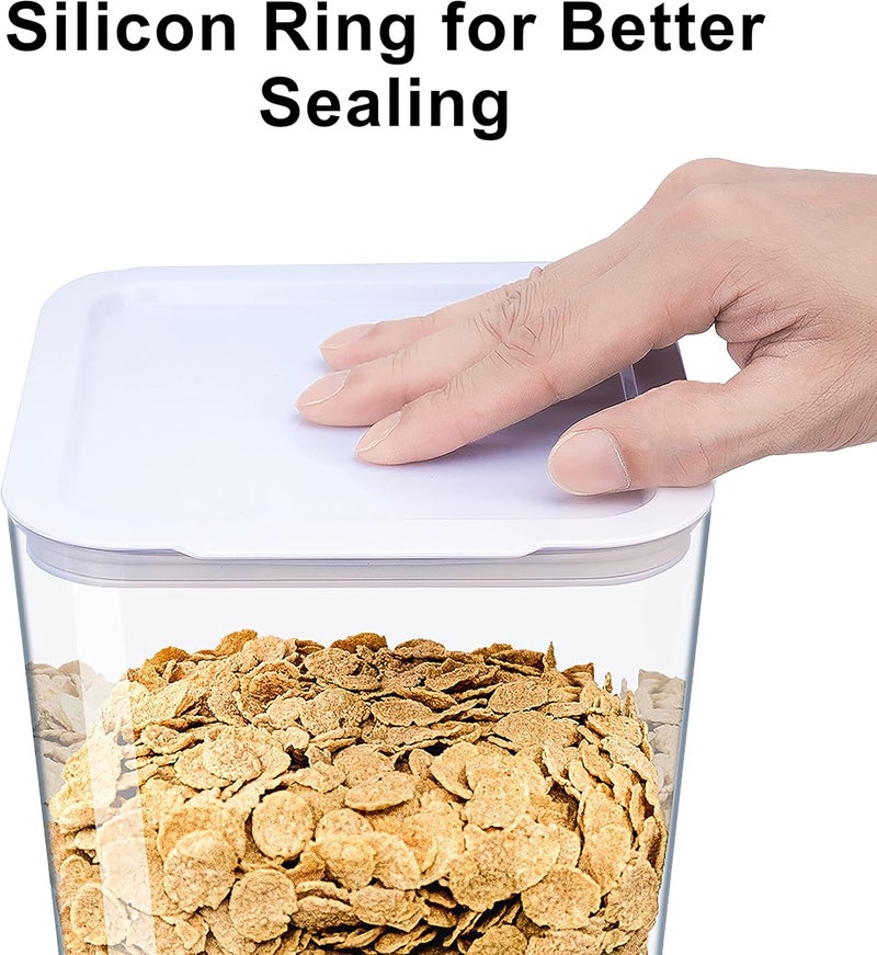 Zeadesign Cereal Dispenser Countertop, Cereal Containers Storage, 5L Organization and Storage Containers for Kitchen, Snack Dispenser for Rice, Grains, Nuts, Dry Food, Oatmeal, Pet food, White, 3Pc - Image 4