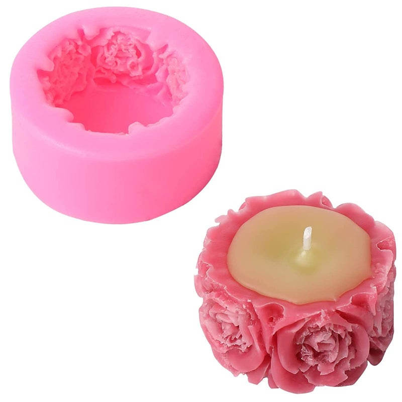 3D Rose Silicone Soap Mold Candle Mold Round Fondant Mold for Handmade Soap Lotion Bar Bath Bomb Wax Crayon