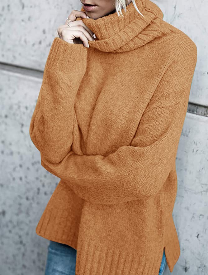 FISACE Womens Oversized Turtleneck Pullover Sweater Cable Knit Long Sleeve Sweater Tops - Image 3