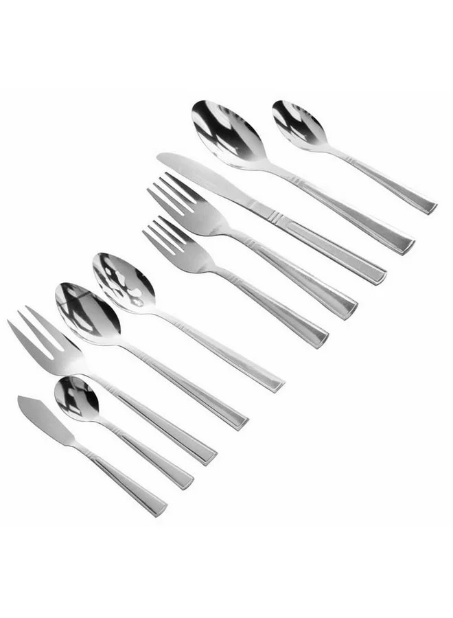 GIBSON 24-Piece Sefton Dishwasher Safe Stainless Steel Flatware Set Silver 28.58 x 5.08 x 24.77 cm 83691.24