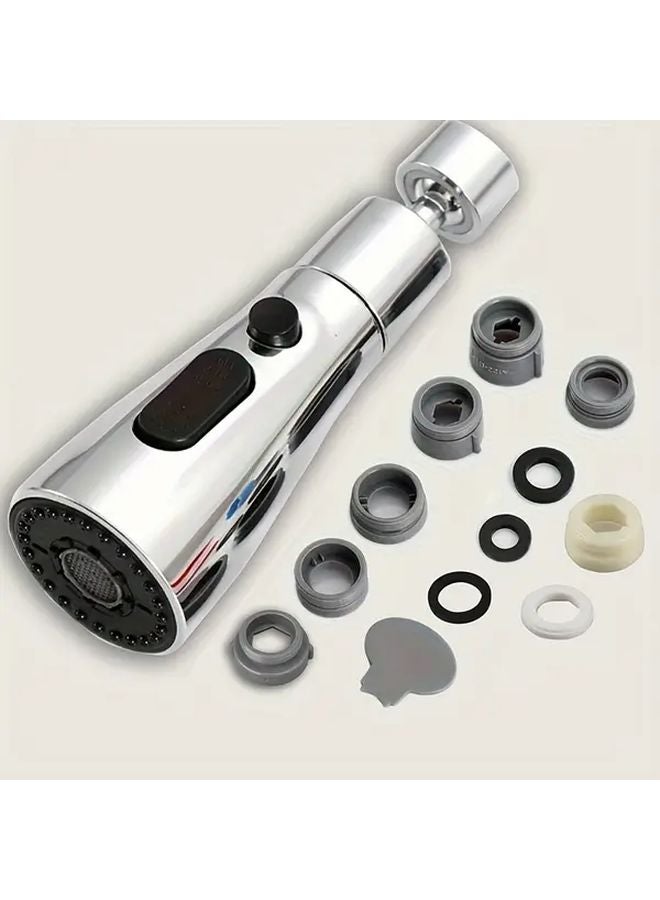 Universal Rotating Kitchen Faucet With 3 Water Modes Silvery 10pc Adapter - Image 1
