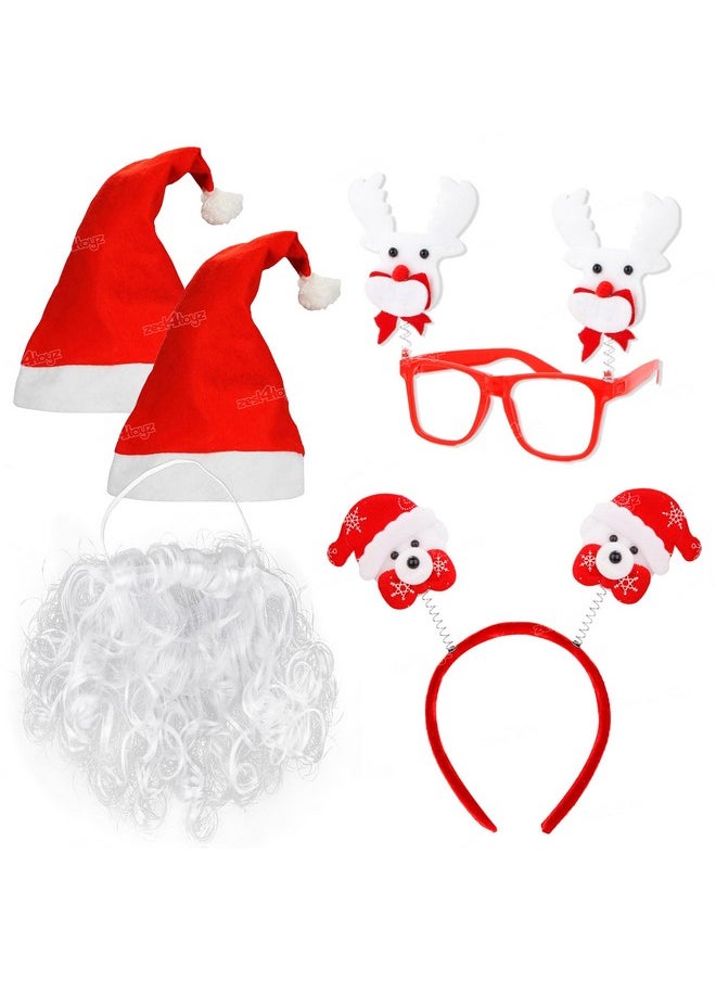 Zest 4 Toyz Zest 4 Toyz Christmas Santa Claus Accessories For Kids Adults Combo 1 Santa Beard 2 Pcs Cap 1 Pc Goggle 1 Pc hair band  - Image 1