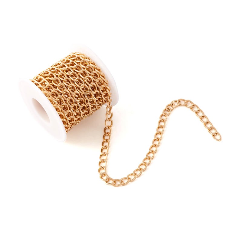 Craftdady 16.4 Feet Aluminum Curb Chain Link Gold Twisted Cable Cross Chain Unwelded 10x6.5mm with Spool for Bracelet Necklace Tassel Earring Jewelry Making - Image 3