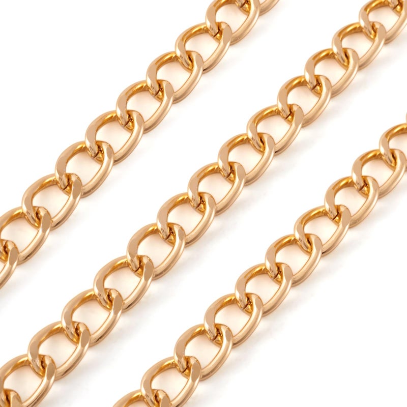 Craftdady 16.4 Feet Aluminum Curb Chain Link Gold Twisted Cable Cross Chain Unwelded 10x6.5mm with Spool for Bracelet Necklace Tassel Earring Jewelry Making - Image 2