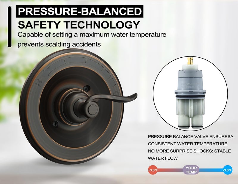 Merdicment BT14096-OB Replacement for Windemere 14 Series Single-Function Valve Trim Kit Handle (RP46074 Cartridge Included),Compatiable with Delta Shower Faucet System Valve R10000 Series,Oil Rubbed Bronze - Image 5