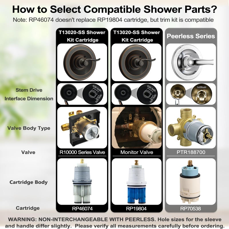 Merdicment BT14096-OB Replacement for Windemere 14 Series Single-Function Valve Trim Kit Handle (RP46074 Cartridge Included),Compatiable with Delta Shower Faucet System Valve R10000 Series,Oil Rubbed Bronze - Image 4
