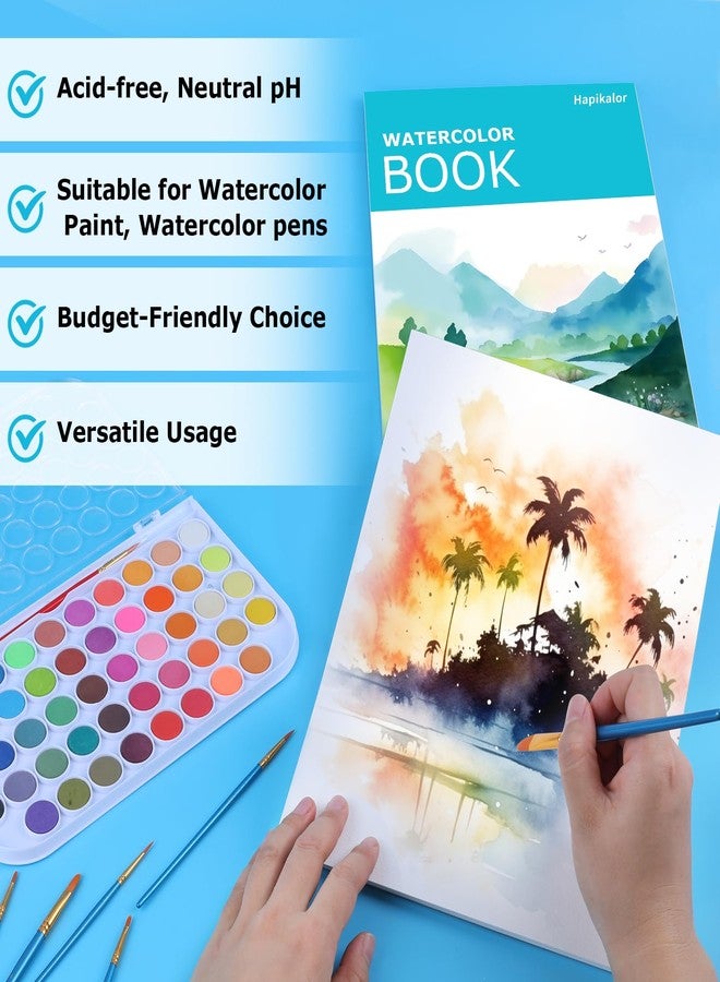 Hapikalor Watercolor Paper Pad, 9"x12" Water Color Paper, 140lb/300gsm Artist Painting Drawing Paper Book, Art Supplies for Adults Kids, Watercolors, Watercolor Paint Set, Sketchbook, Journal, Teal - Image 3
