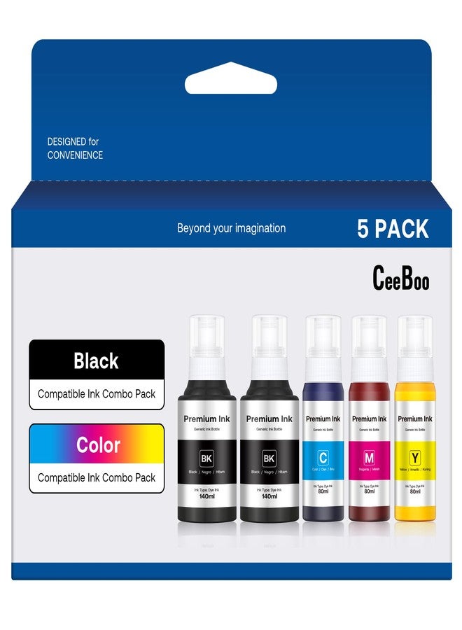 CEEBOO Refill Ink Bottle Replacement for Epson 502, 2 Black,Cyan,Magenta,Yellow, 5 Bottles - Image 1