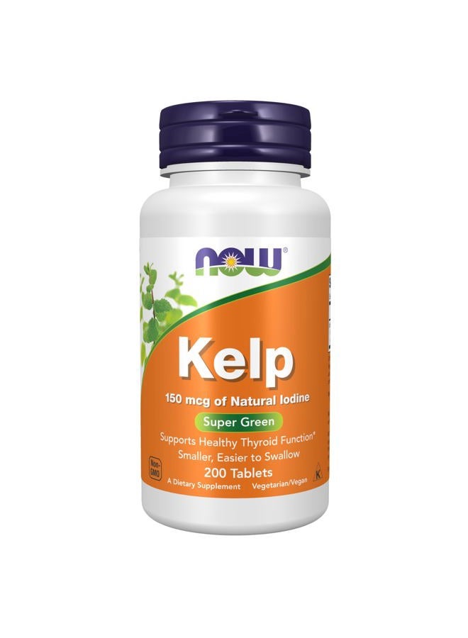now Supplements, Kelp 150 mcg of Natural Iodine, Easier to Swallow Tablet, Super Green, 200 Tablets - Image 1