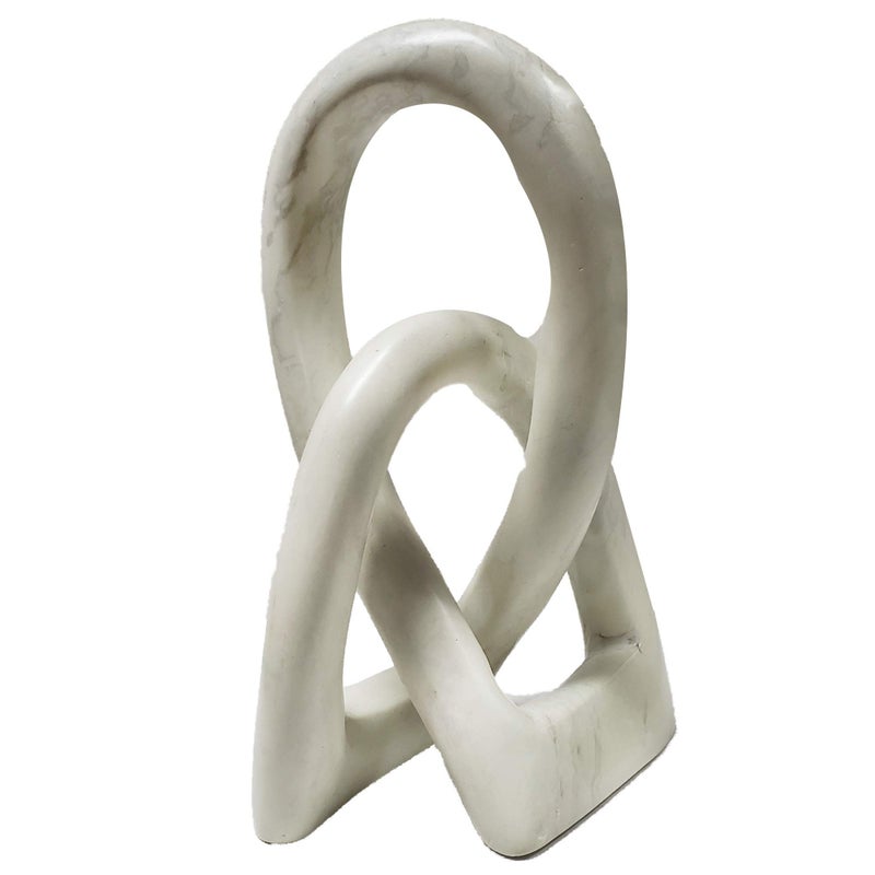 Continuous Looped Entwined Love Knot Sculpture Unique Modern Contemporary Dcor HandCrafted Soapstone Artisans of Kenya Genuine Human Hands Precious Gift 6 Inch Natural