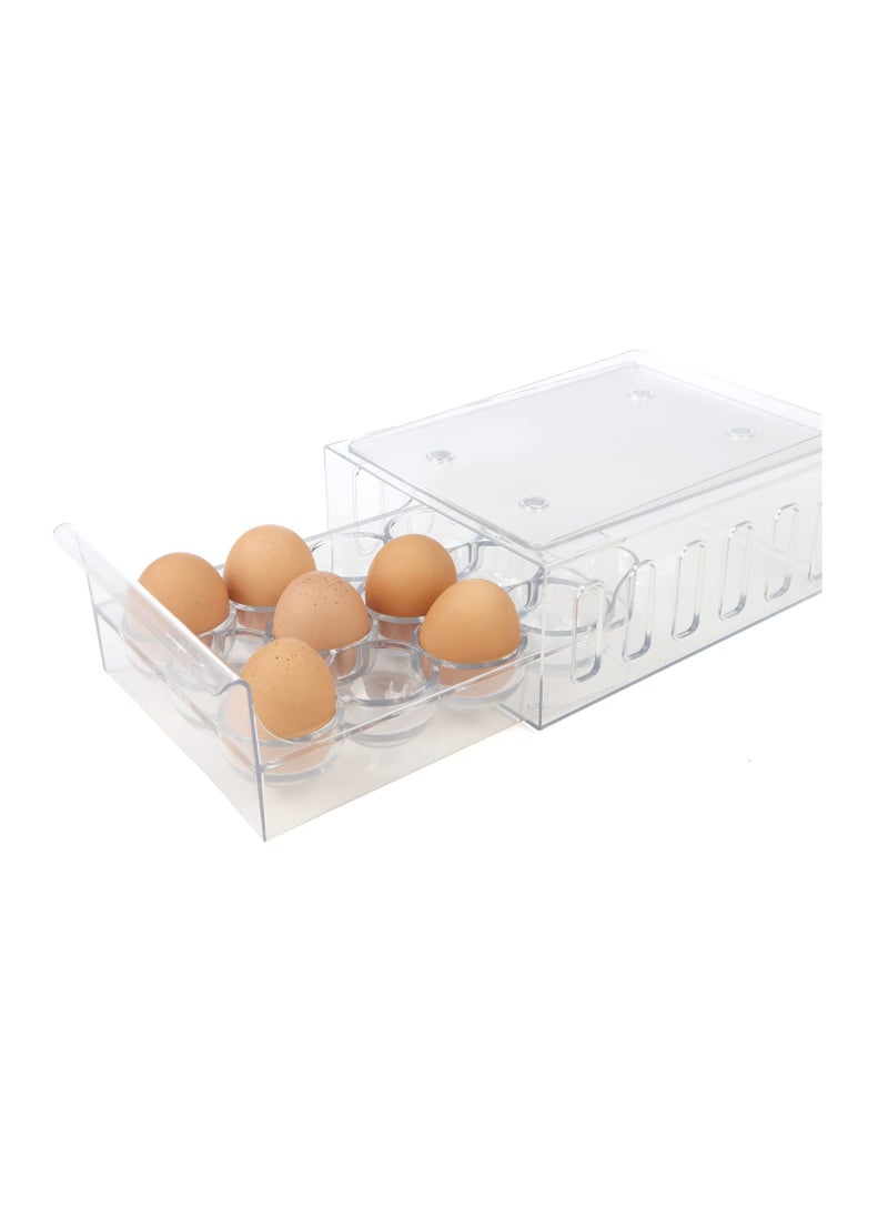 Mind Reader Mind Reader Egg Storage Drawer for Refrigerator Fridge Organizer Stackable Bin 675L x 875W x 35H Set of 2 Clear 