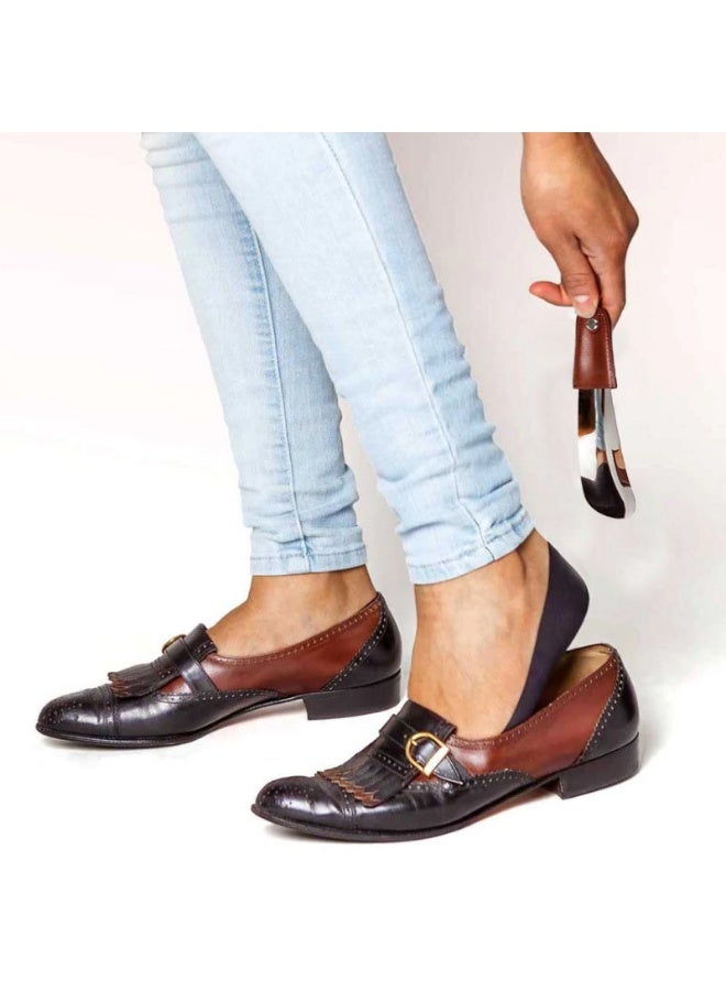 Metal Shoe Horn 5 Inch, Travel Mini Stainless Steel with Leather Handle & Key Chain, Portable Shoe Helper for Kids, Women, Men - Image 5