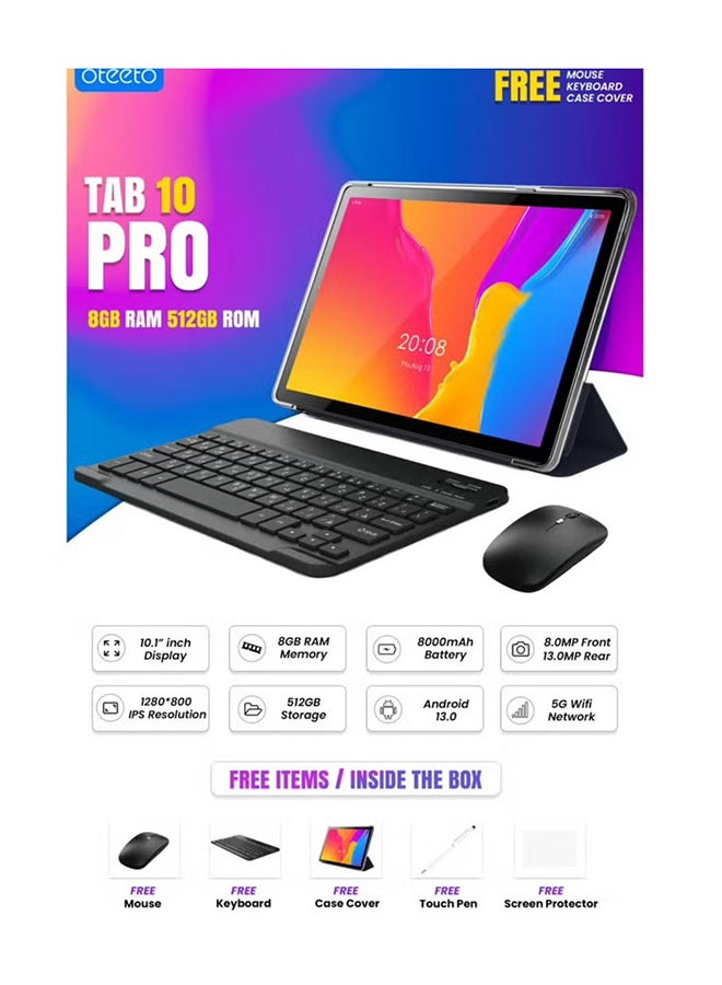 Oteeto TAB 10 Pro  Dual SIM Gray 8GB  512GB 5G - International Version with case keyboard and mouse - Image 2
