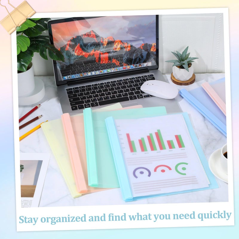 gisgfim 6 PCS Pastel Plastic Report Covers with 3 Prongs Clear Front Presentation Folders 3 Prong Folders for Resume Portfolio Document Report Letter Proposal School Classroom Office Supplies (Pastel) - Image 4