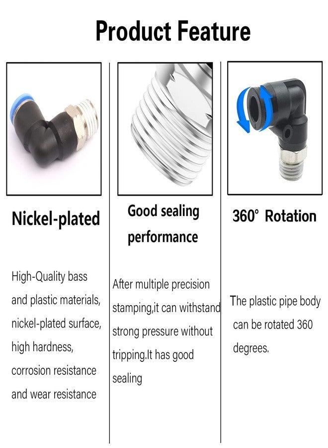 CEKER 1/4 Elbow Male Airlines Push Fittings 90 Degree Push to Connect Fittings Air Fittings, PL 8MM Tubing Od x 1/4" Npt Thread Pneumatic Push In Connectors Quick Connect Tube Fittings 2Packs - Image 3