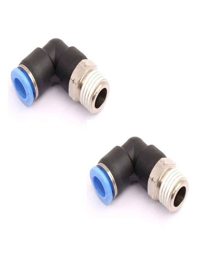 CEKER 1/4 Elbow Male Airlines Push Fittings 90 Degree Push to Connect Fittings Air Fittings, PL 8MM Tubing Od x 1/4" Npt Thread Pneumatic Push In Connectors Quick Connect Tube Fittings 2Packs - Image 1