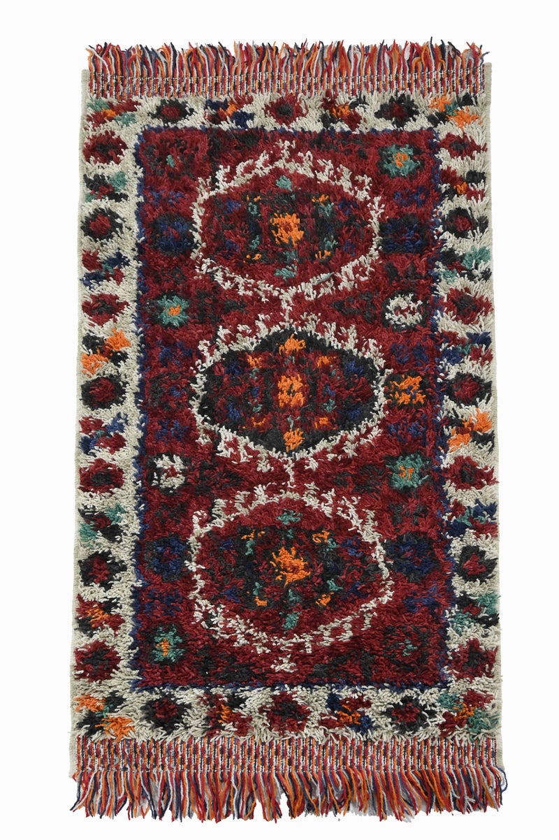Alkaffary Al Badia Fur Rug, Area Rug, Heritage Design with High-Quality Materials, Luxury Design, 1.20X2.20 cm, Dark Burgundy