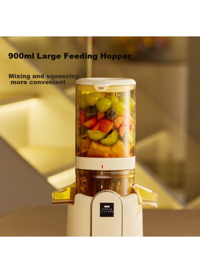 وورلد كيتشن World Kitchen Corning عصارة أصلية كهربائية منزلية أوتوماتيكية بالكامل طحن بطيء عصارة فواكه وخضروات فصل اللب عصارة كبيرة القطر سهلة التفكيك والتنظيف 【nat - Image 3