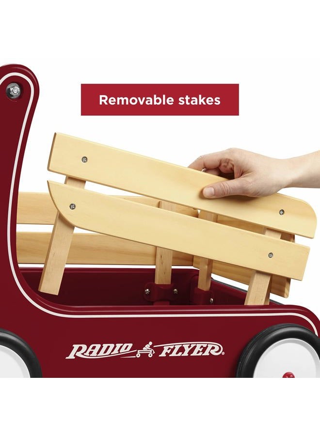 Radio Flyer Classic Walker Wagon – Wooden Baby Walker for Toddlers, Helps Build Confidence While Standing & Walking, Push Toy for Ages 1–4, Red - Image 4