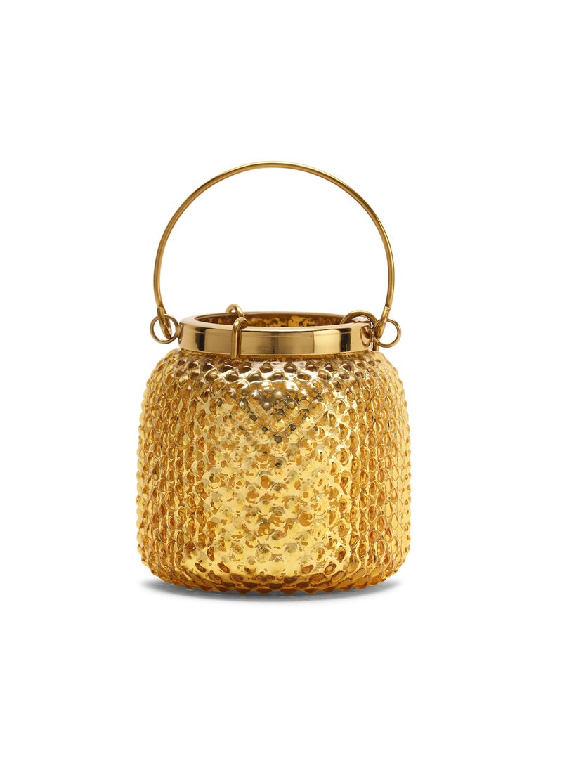 PURE HOME + LIVING Pure Home Living Dotted Glass Tea Light Holder Gold  - Image 3