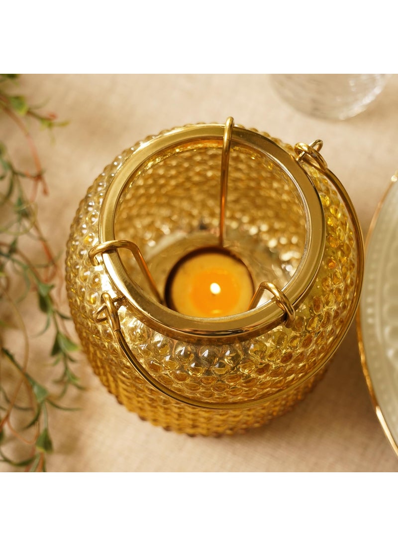 PURE HOME + LIVING Pure Home Living Dotted Glass Tea Light Holder Gold  - Image 2