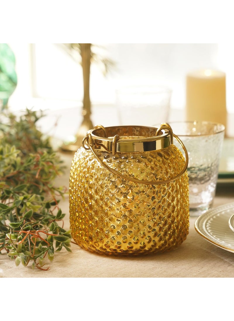 PURE HOME + LIVING Pure Home Living Dotted Glass Tea Light Holder Gold  - Image 1