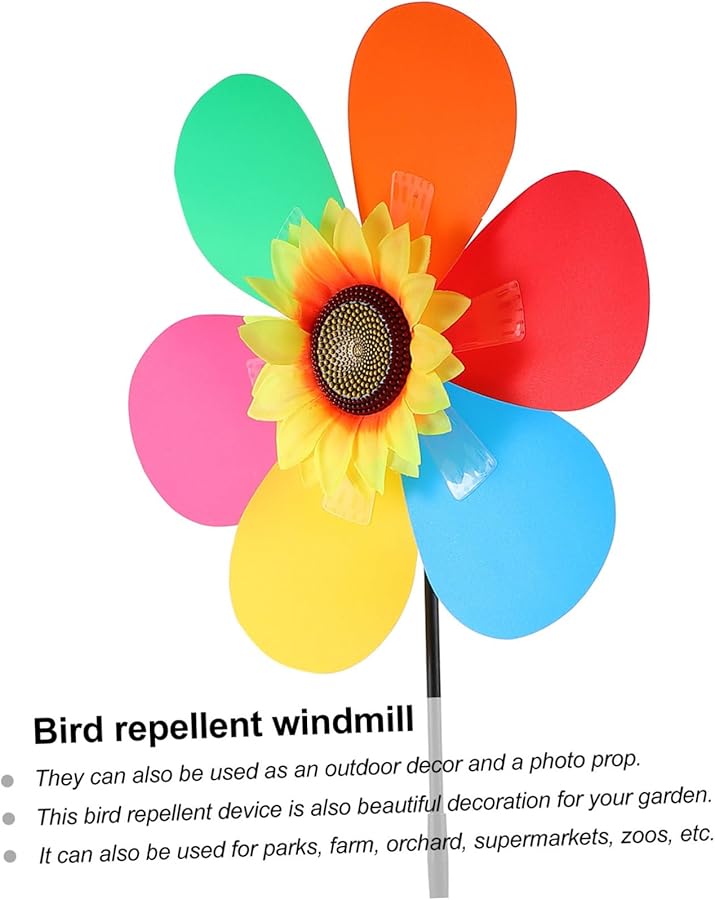 4 قطع من زينة الحديقة الدوارة الملونة على شكل دوار الشمس، لتزيين الحديقة للأطفال في الحفلات الخارجية - Image 5