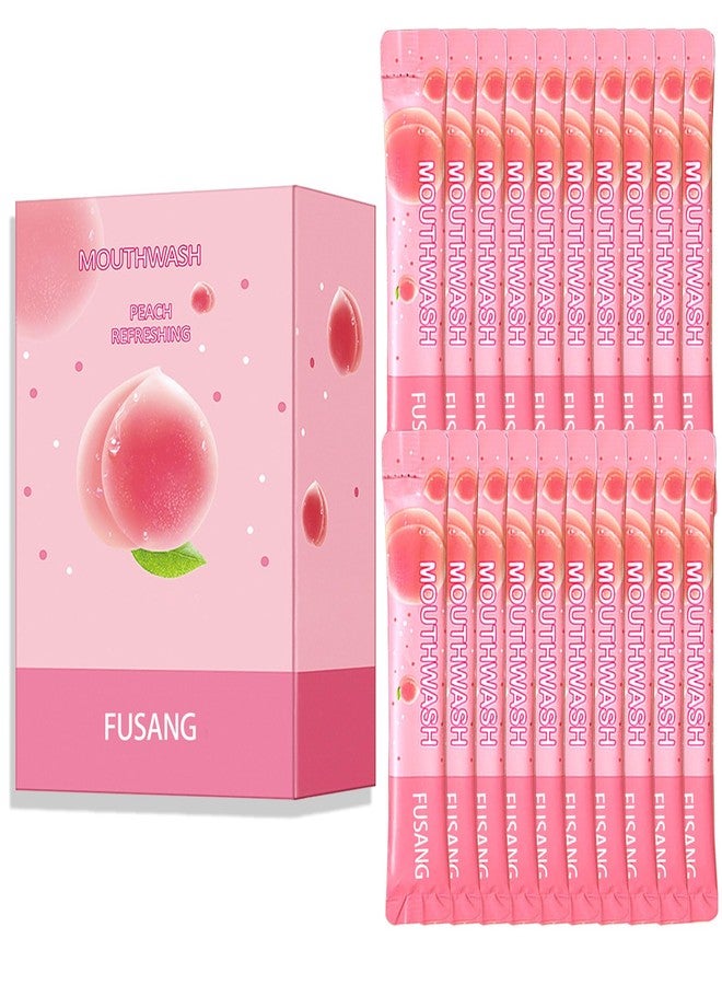 Fusang Travel Size Mouthwash 20 Pack,Peach Flavored Mini Mouthwash Travel Size for Fresh Breath,Individual Packaged Hotels Portable Travel Size Toiletries Products - Image 1