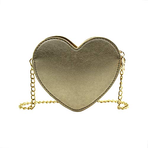 ZGMYC Cute Heart-shaped Crossbody Purse Bowknot Shoulder Bag Satchel for Little Girls (Golden) - Image 2