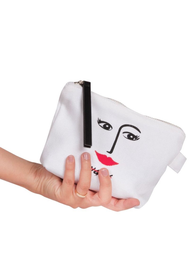 بيج ديزاين كيس مكياج قماش بوليستر 20x15 سم لون ابيض - Image 2