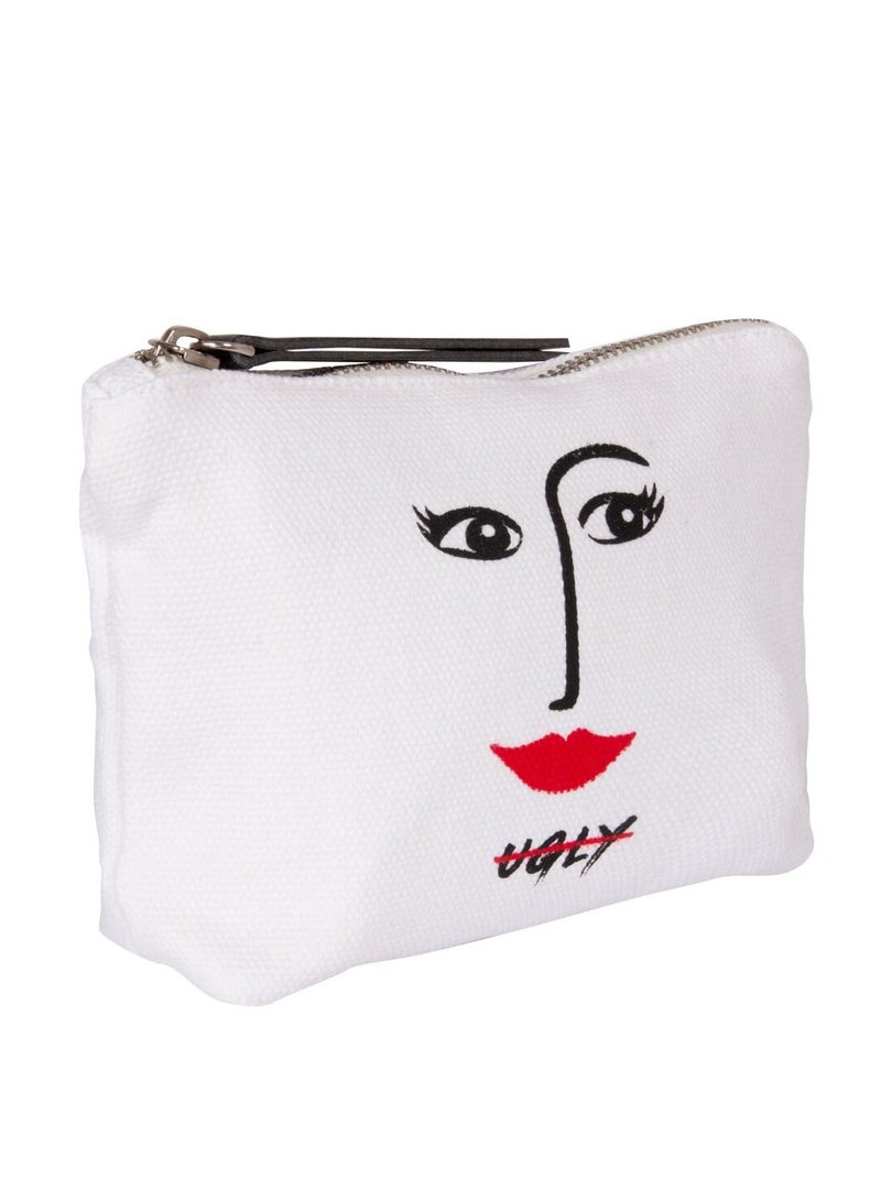 بيج ديزاين كيس مكياج قماش بوليستر 20x15 سم لون ابيض - Image 3