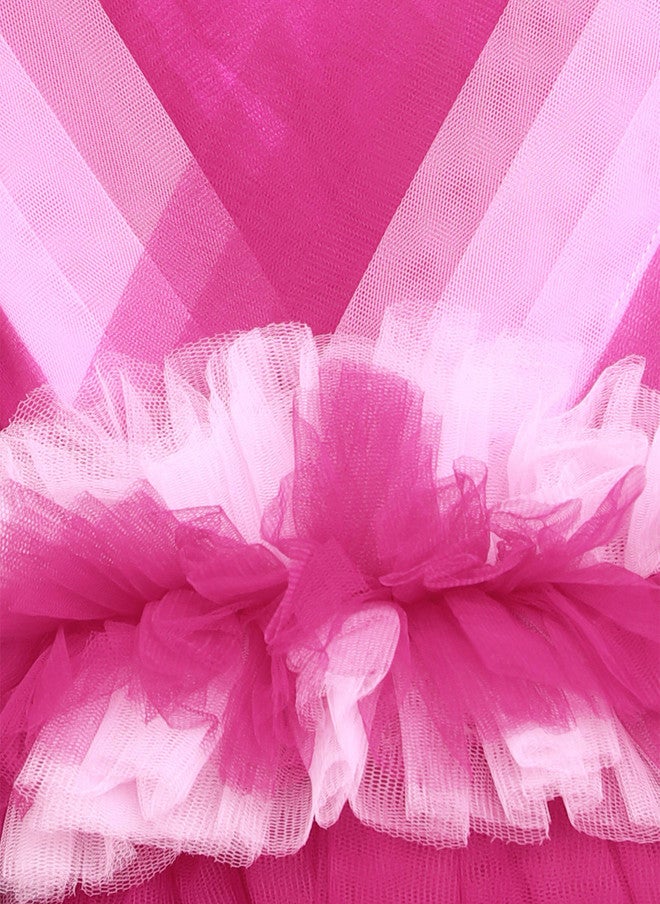 PinkChick فستان طويل بلون وردي مقسوم للفتيات - Image 2
