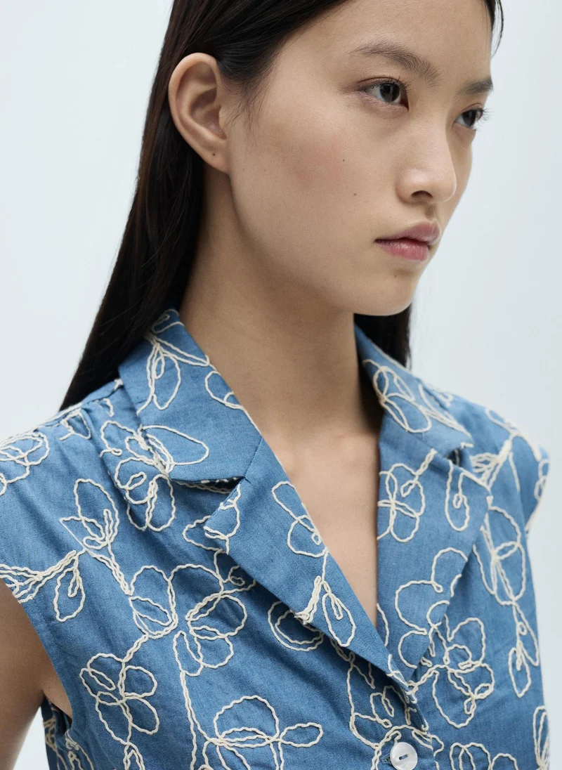 MANGO Denim Overalls With Embroidered Playsuit