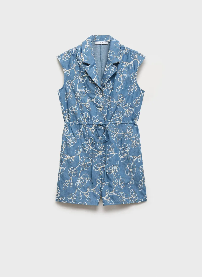 MANGO Denim Overalls With Embroidered Playsuit
