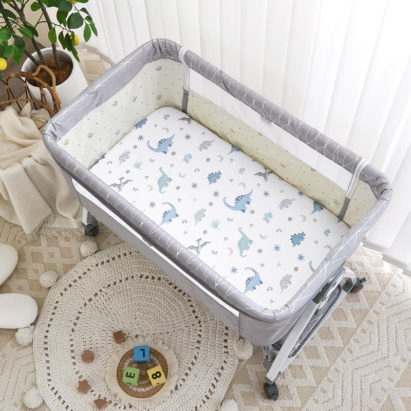 NacoMoco 4 Pack Baby Bassinet Sheets - 35"x20" Bedside Bassinet Sheets for Newton, Ezebaby, AMKE & Other Large Bedside Sleeper | Ultra Soft & Skin Friendly Bassinet Fitted Sheets for Boys Girls - Image 2