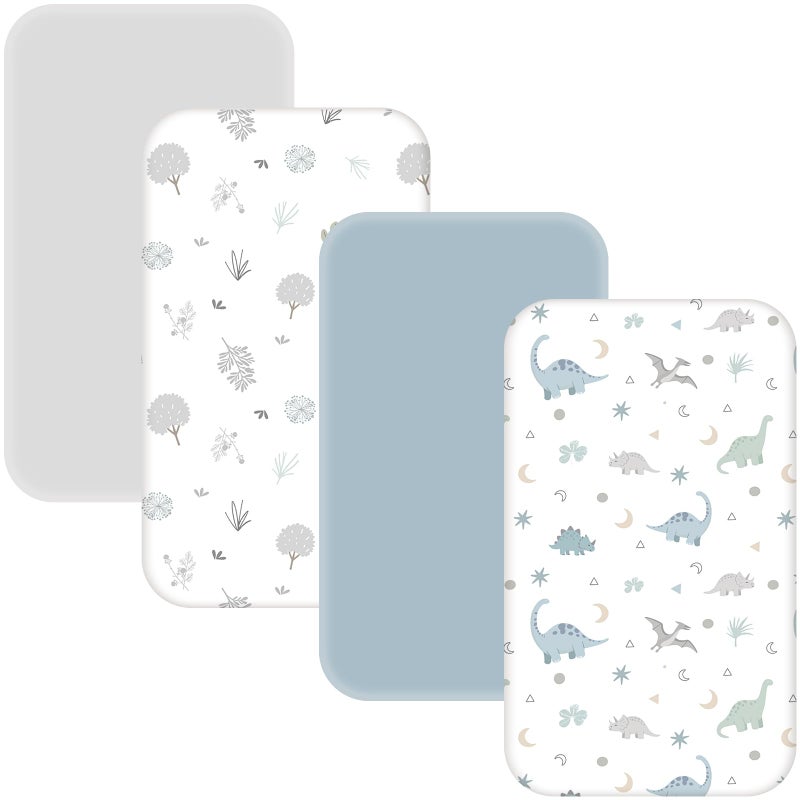 NacoMoco 4 Pack Baby Bassinet Sheets - 35"x20" Bedside Bassinet Sheets for Newton, Ezebaby, AMKE & Other Large Bedside Sleeper | Ultra Soft & Skin Friendly Bassinet Fitted Sheets for Boys Girls - Image 1