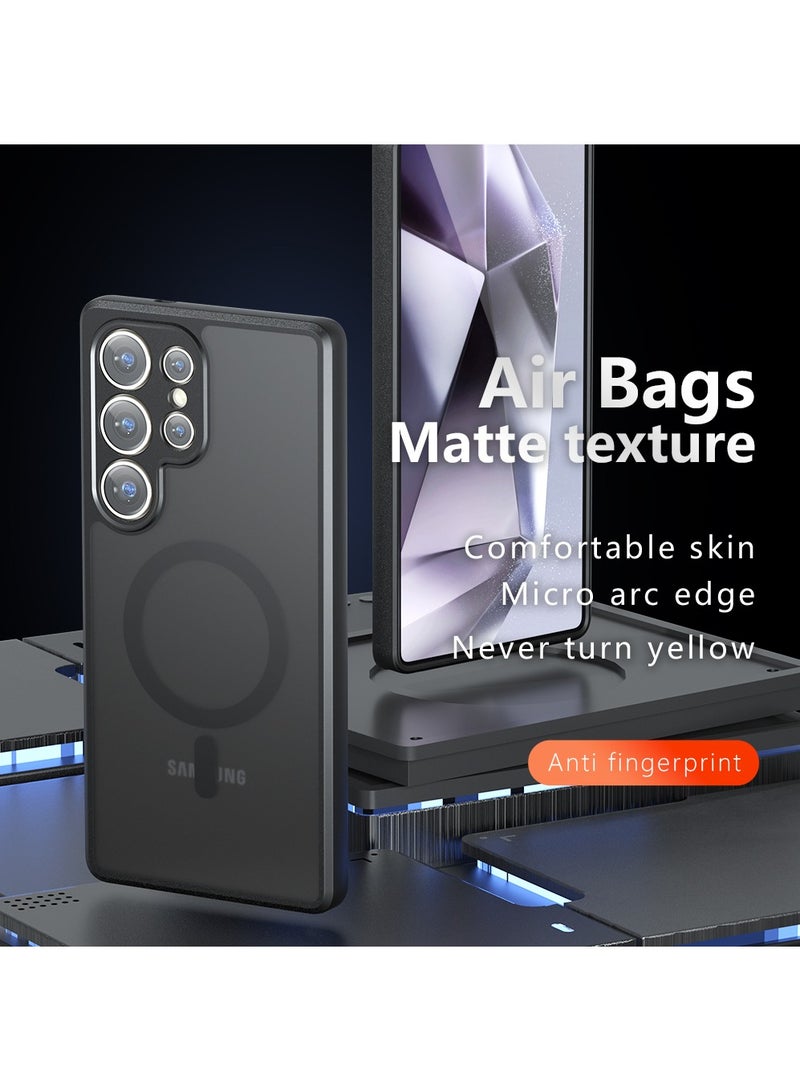 X-level Samsung Galaxy S25 Ultra Magnetic Case,Frosted Matte PC Four-corner Airbag TPU Shockproof Bumper Anti-Drop Cover for Samsung Galaxy S25 Ultra - Image 2