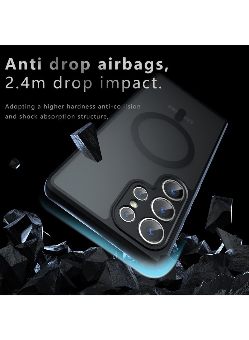 X-level Samsung Galaxy S25 Ultra Magnetic Case,Frosted Matte PC Four-corner Airbag TPU Shockproof Bumper Anti-Drop Cover for Samsung Galaxy S25 Ultra - Image 3