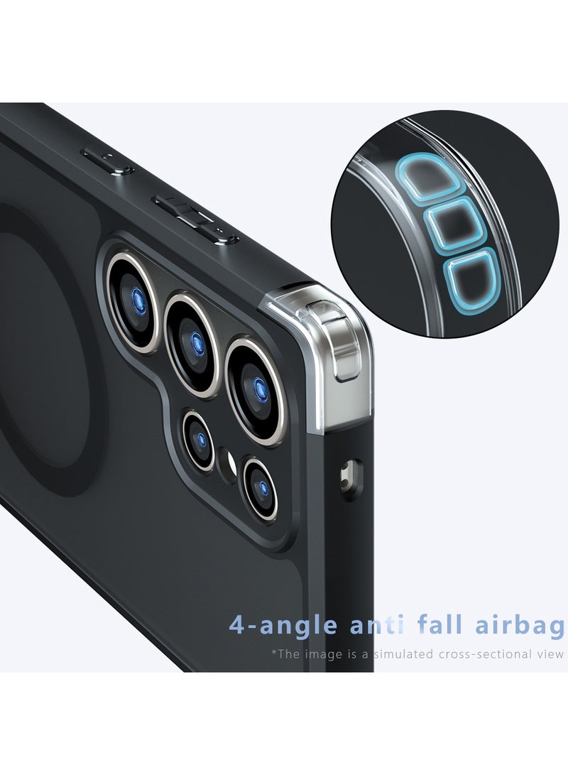 X-level Samsung Galaxy S25 Ultra Magnetic Case,Frosted Matte PC Four-corner Airbag TPU Shockproof Bumper Anti-Drop Cover for Samsung Galaxy S25 Ultra - Image 4