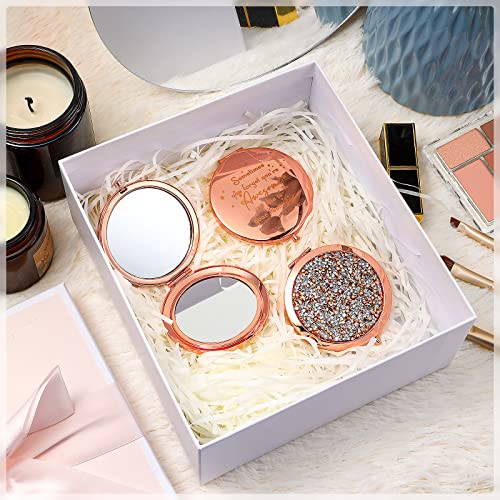 Roowest 10 Pcs Inspirational Compact Mirror You're Awesome Reminder Appreciation Gifts for Women Employee Coworker Friends Sisterhood Bulk Christmas Party Favors Magnifying Pocket Mirror (Rose Gold) - Image 5