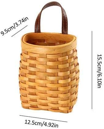 KODENG Hand-Woven Wood Storage Basket Portable Wall Hanging Flower Basket Organizer Fruit Vegetable Rattan Box Home Decoration - Image 2
