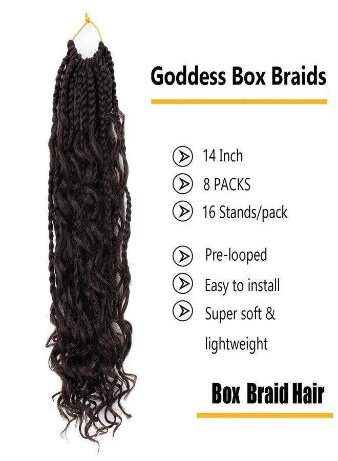 LMZIM 14 Inch Goddess Box Braids Crochet Hair Bohomian Crochet Box Braids Curly Ends 8 Pack 3X Crochet Braids Synthetic Braiding Hair Extension #4 (14inch (pack of 8), 4) - Image 2